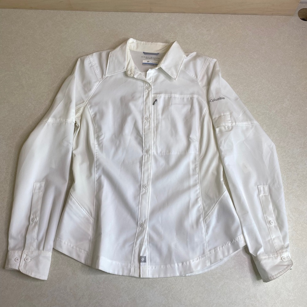 Columbia Womens M Long Sleeve White Omni-Shade Sun Protection Hiking Shirt NWOT - Picture 6 of 10